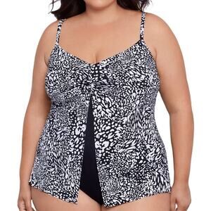 Swim Solutions Printed Flyaway Fauxkini One piece black white - 20W